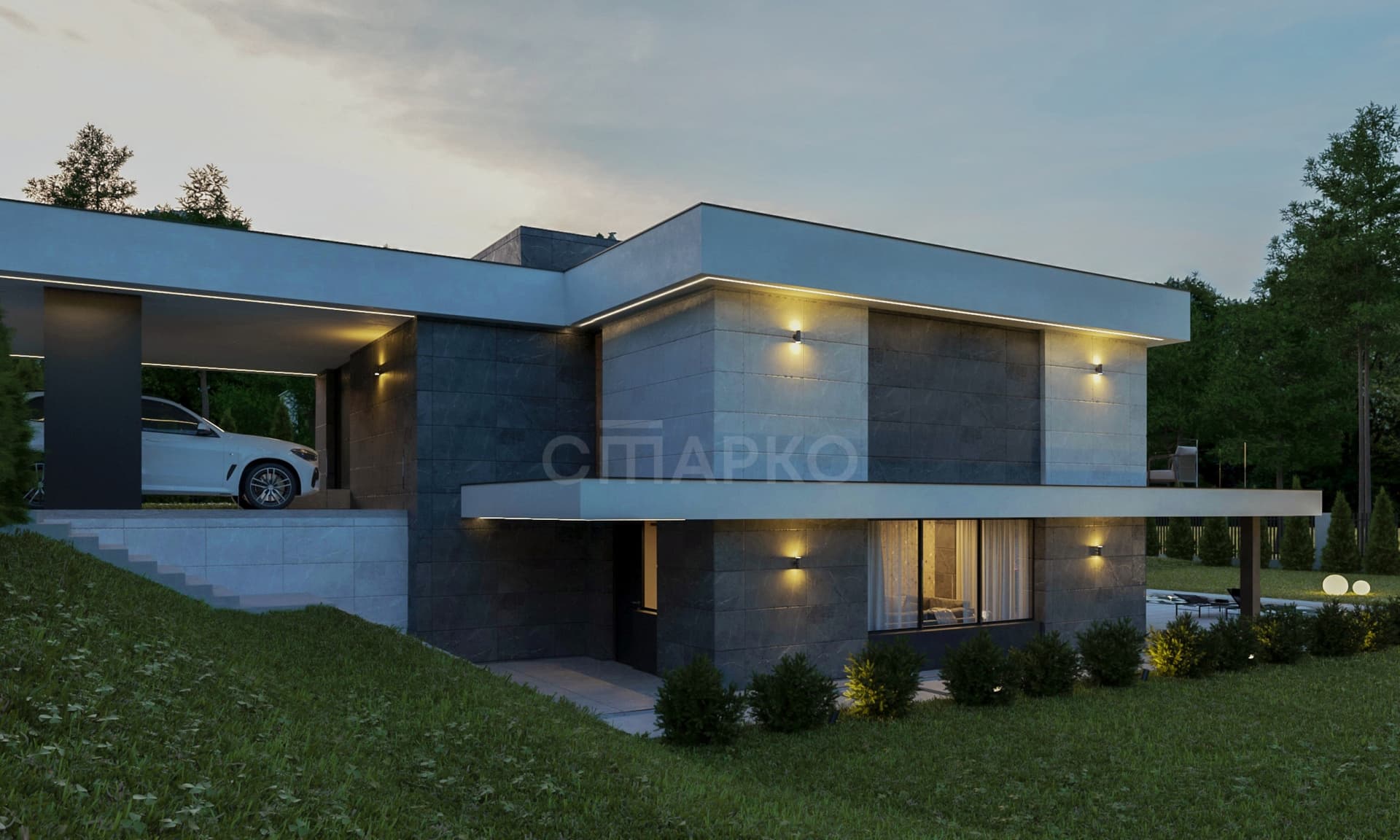 Дом Мелантинг в стиле минимализм на склоне участка - 1 фото 2